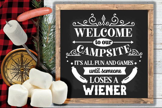 Welcome to Our Campsite Funny Camping Signs, RV Travel Decor, Happy Camper Gifts, Inside Lake House Camper Decor