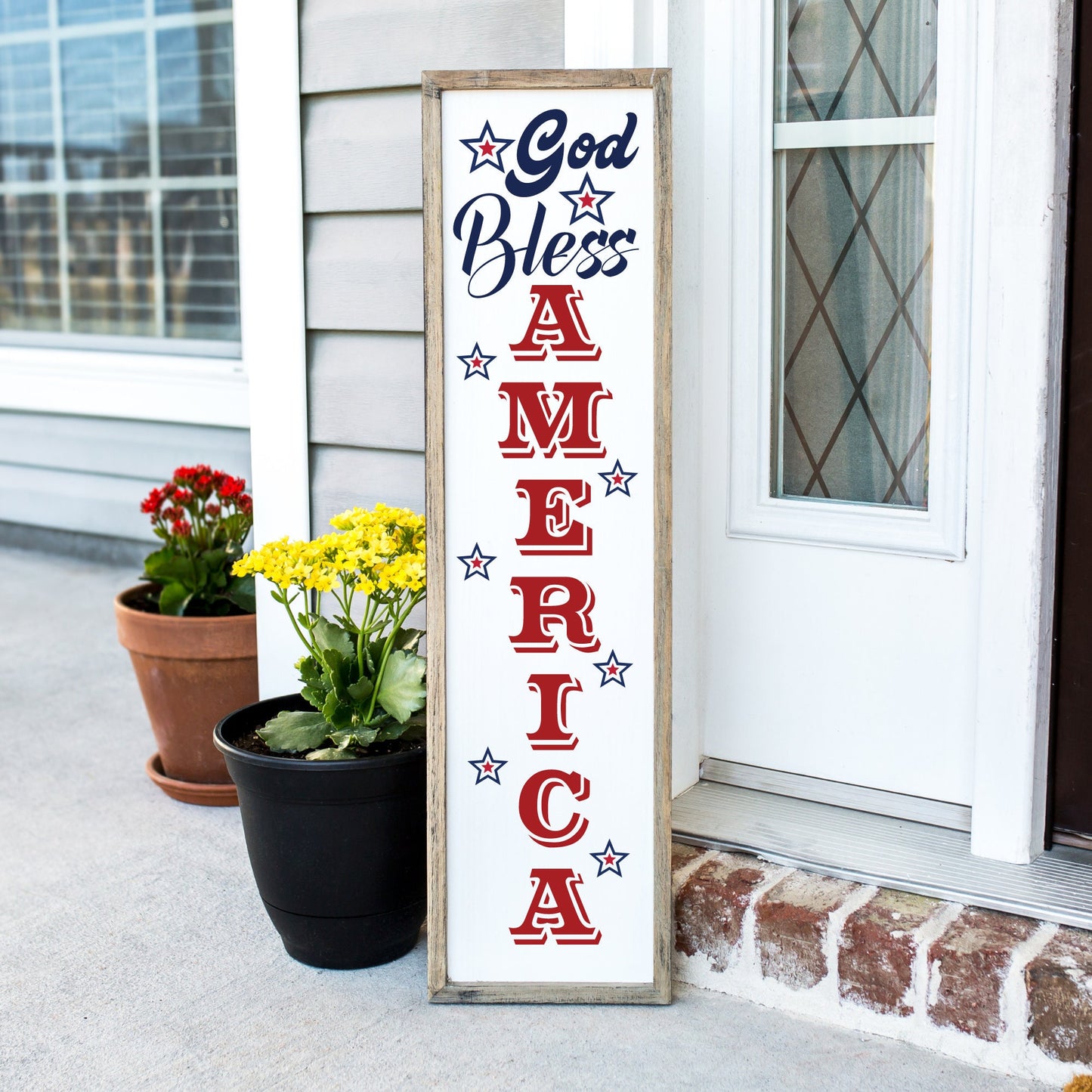 God Bless America Independence Patriotic Front Porch Decor,  Outdoor Holiday Decor, Custom Welcome Sign, Front Door Decor
