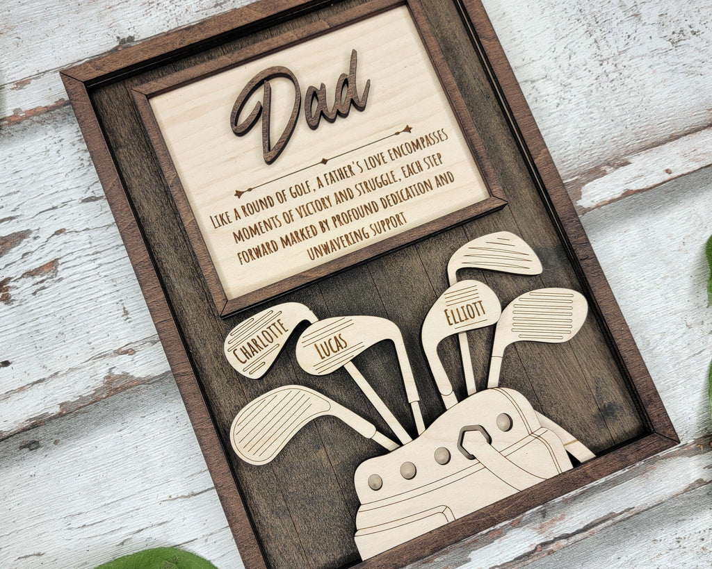 Golf Personalized Fathers Day Gift For Dad From Son/Daughter, Wooden Picture Frame Dad Gifts, Gift for Husband, Grandpa Gift