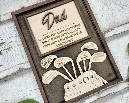 Golf Personalized Fathers Day Gift For Dad From Son/Daughter, Wooden Picture Frame Dad Gifts, Gift for Husband, Grandpa Gift
