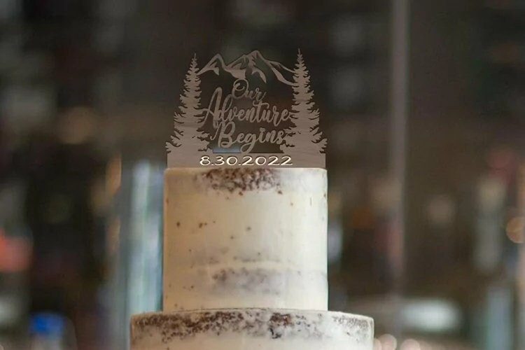 Custom Made Wedding cake Topper, Personalized Rustic Cake Topper with Date for Bridal Shower or Anniversary, Country Weddings Bridal Showers