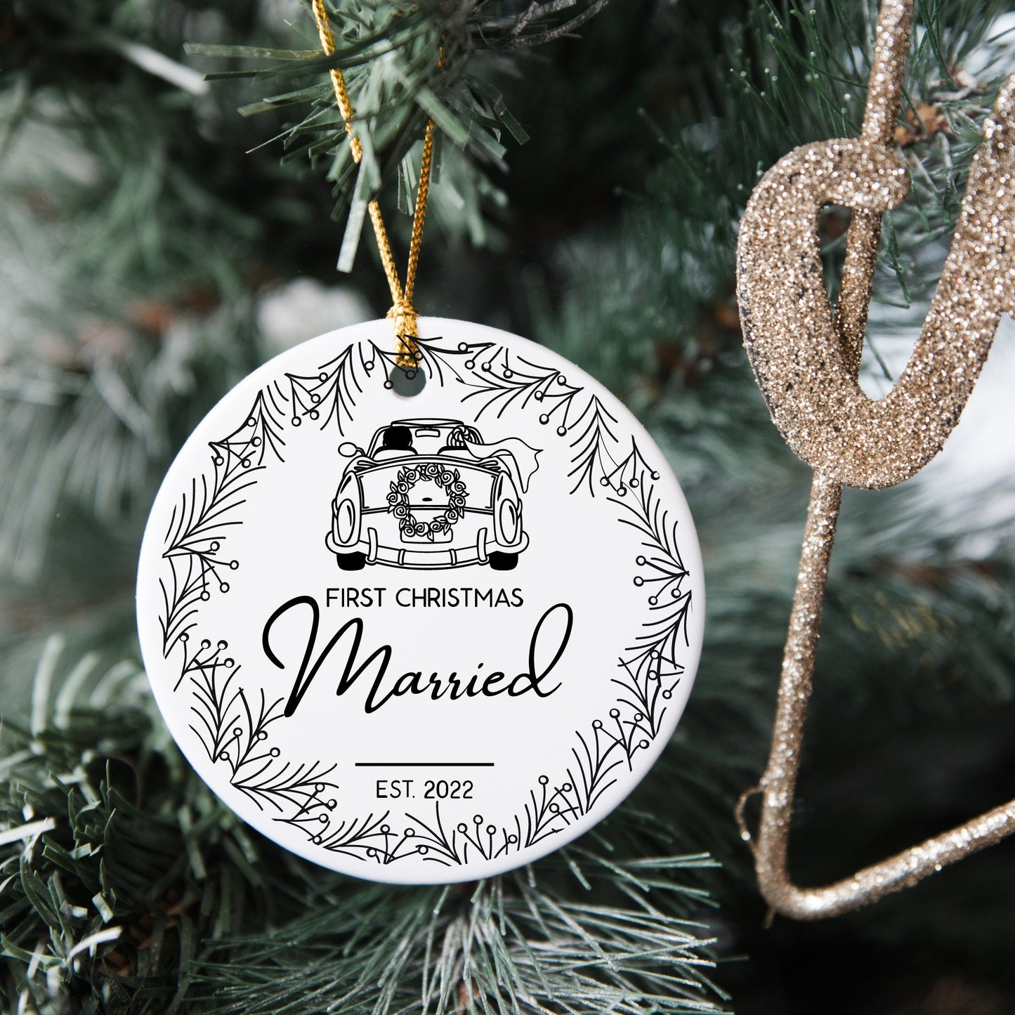 Our First Christmas Married Ornament Personalized Ornament Custom Ornament Wedding Keepsake Gift for Couple Mr & Mrs Gift Family Ornament
