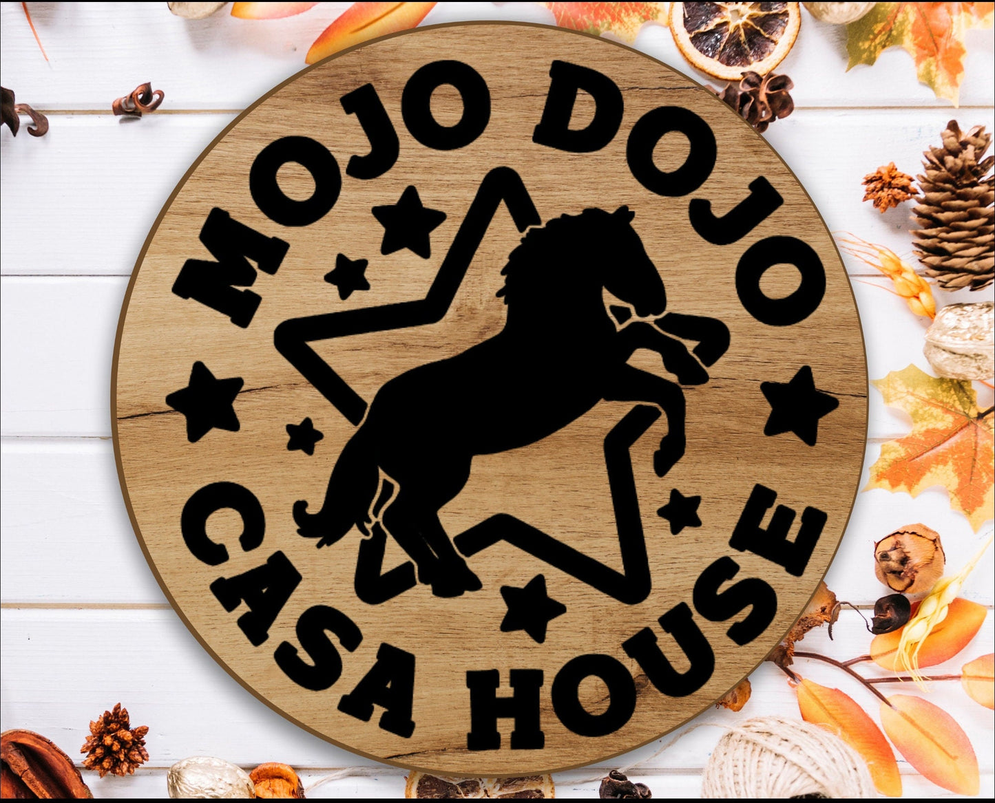 Mojo Dojo Round Front Door Decor, Custom Front Door Sign, Welcome Custom Wood Sign, Home or Office Personalized Door Sign