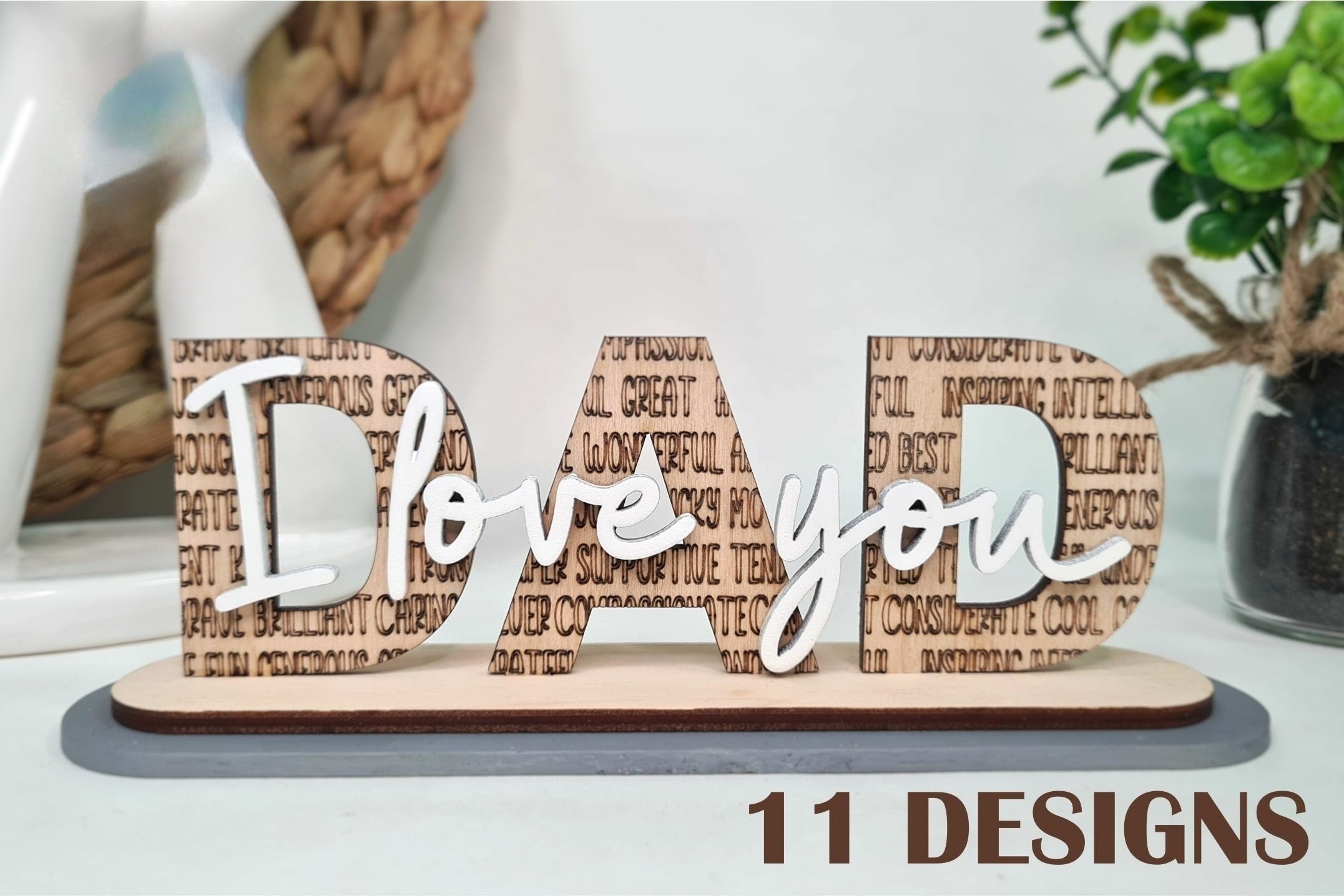 3D Laser Engraved Fathers Christmas Gift With Stand, Christmas Gift From Daughter/Son, Grandpa Gift, Personalized Gift