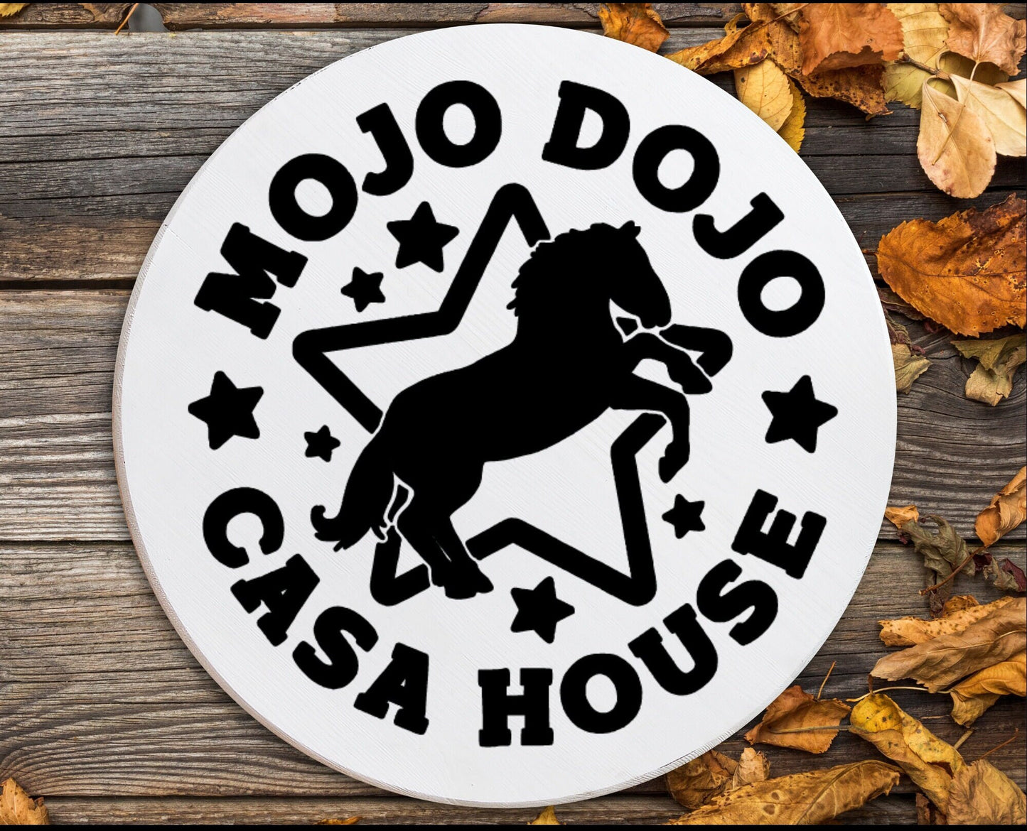 Mojo Dojo Round Front Door Decor, Custom Front Door Sign, Welcome Custom Wood Sign, Home or Office Personalized Door Sign