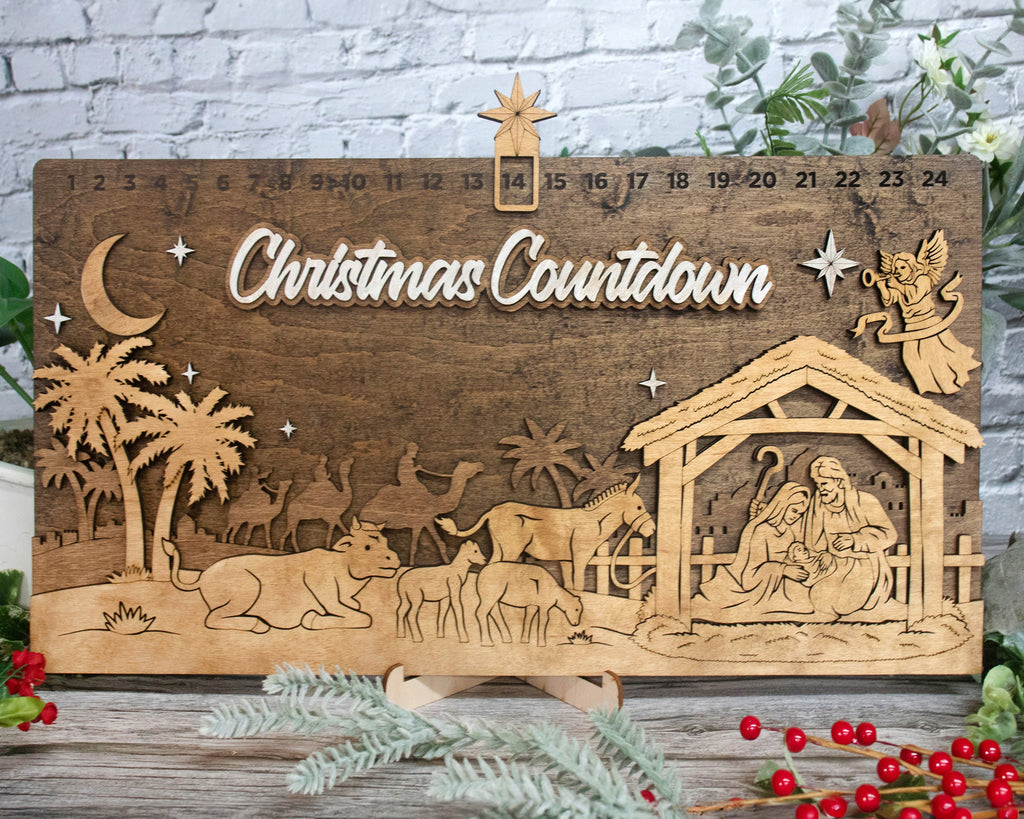 Christmas Countdown Nativity Scene with Movable Icon, Advent Calendar For Kids and Adults, Christian Advent Calendar, Family Calendar