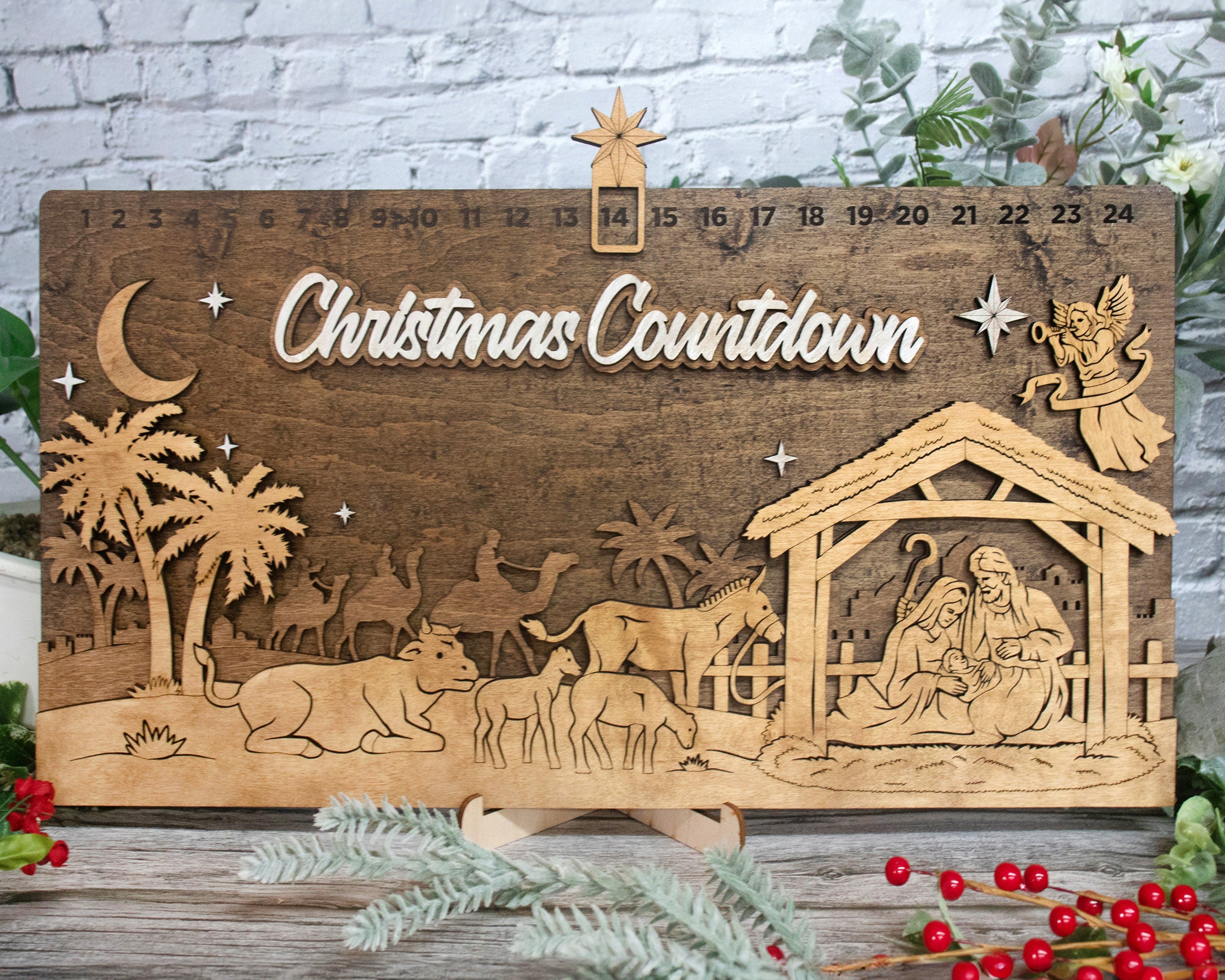 Christmas Countdown Nativity Scene with Movable Icon, Advent Calendar For Kids and Adults, Christian Advent Calendar, Family Calendar