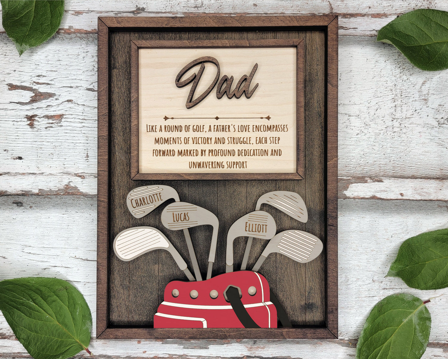 Golf Personalized Fathers Day Gift For Dad From Son/Daughter, Wooden Picture Frame Dad Gifts, Gift for Husband, Grandpa Gift