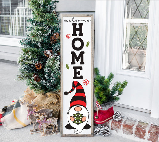 Welcome Home Christmas Porch Sign, Christmas Porch Leaner, Gnome Christmas Sign, Front Porch decor, Christmas Decoration Front Porch Sign
