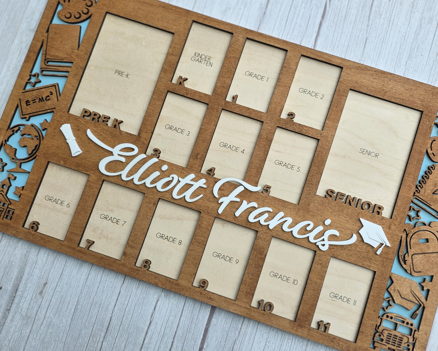 Personalized School Years Photo Board | Laser-Cut Wooden Picture Frame