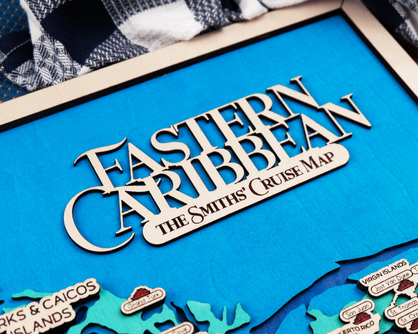 Personalized Eastern Caribbean Cruise Map – Layered Wood Wall Art