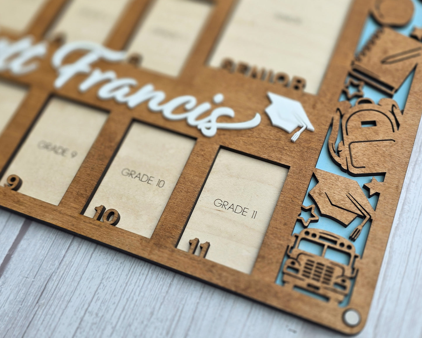 Personalized School Years Photo Board | Laser-Cut Wooden Picture Frame