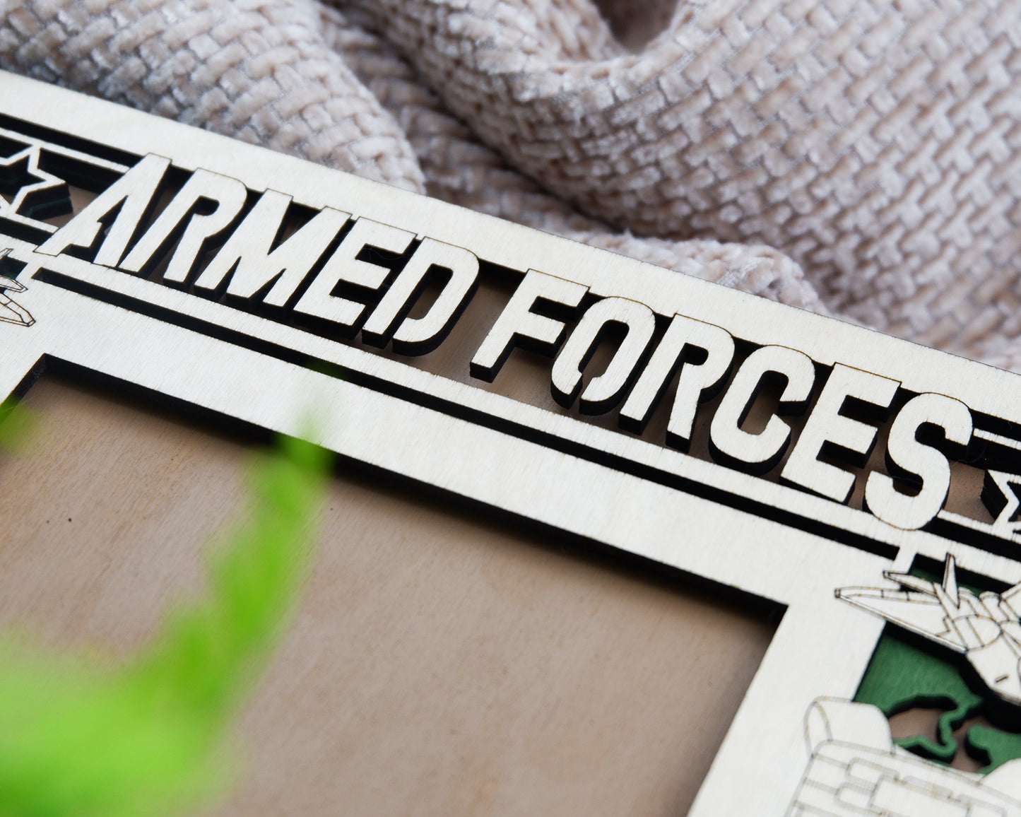 Personalized Military Photo Frame – Veteran & Armed Forces Custom Name Picture Frame | Laser Engraved Wood