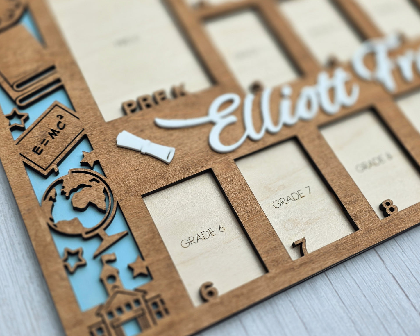 Personalized School Years Photo Board | Laser-Cut Wooden Picture Frame