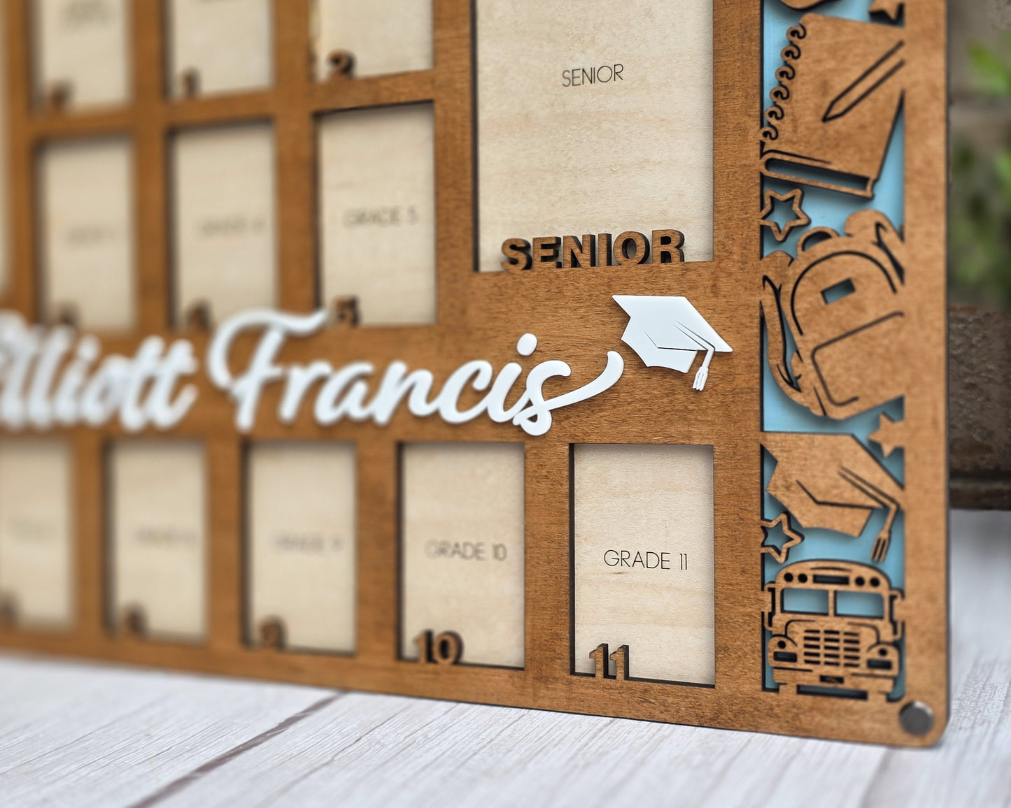 Personalized School Years Photo Board | Laser-Cut Wooden Picture Frame