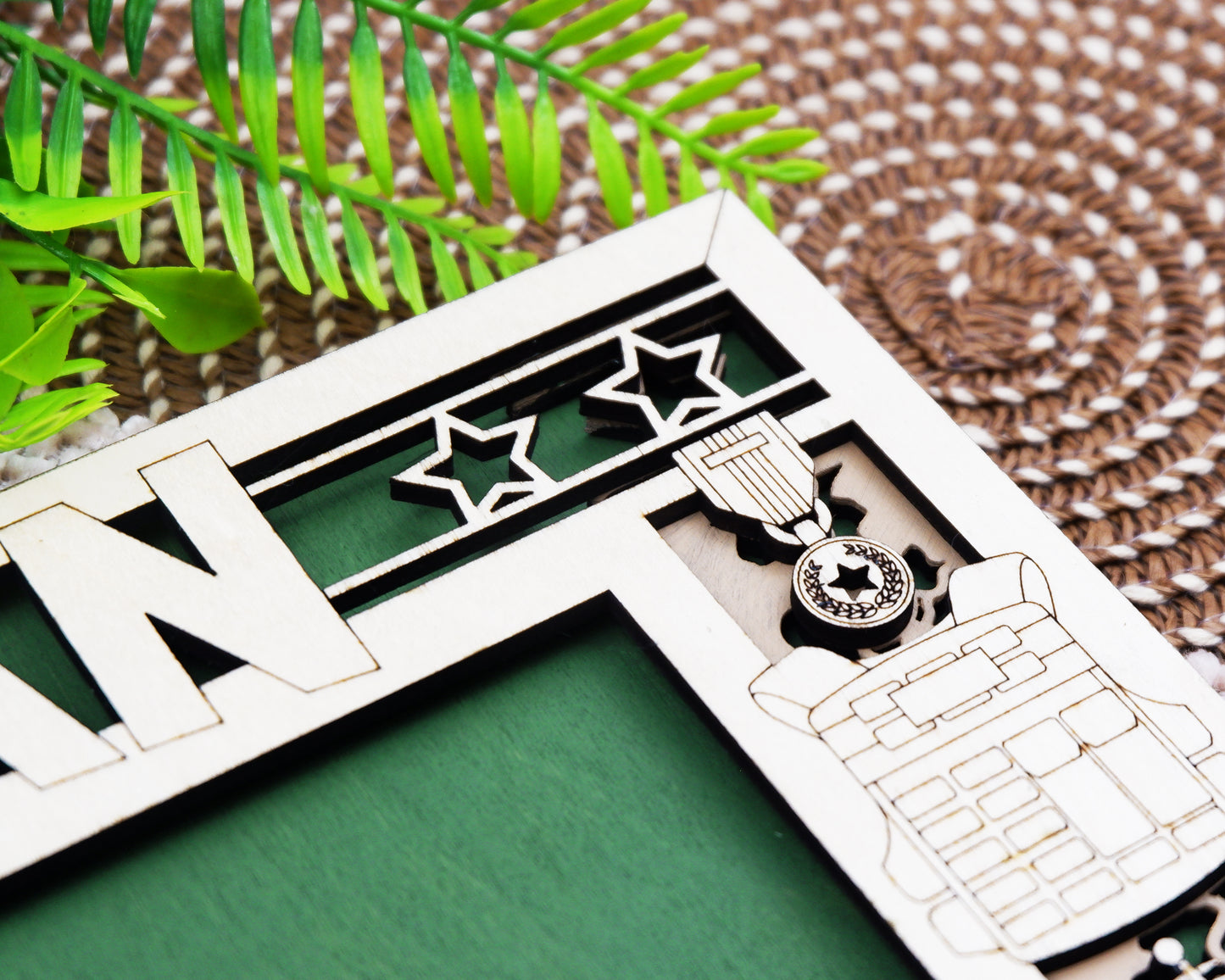 Personalized Military Photo Frame – Veteran & Armed Forces Custom Name Picture Frame | Laser Engraved Wood