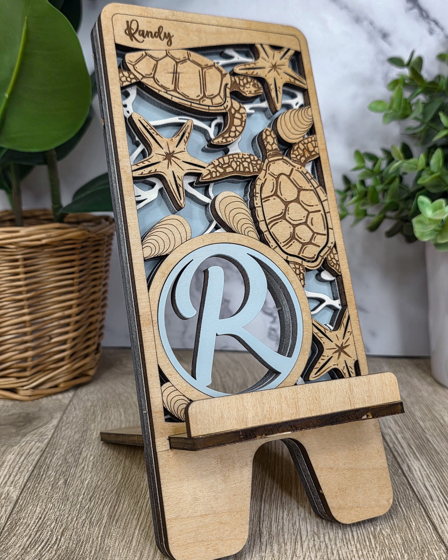 Personalized Laser-Cut Wooden Phone Stand