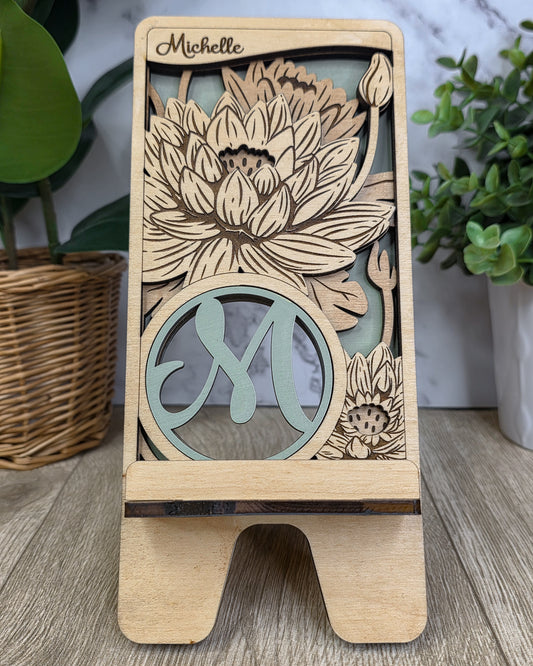 Personalized Laser-Cut Wooden Phone Stand