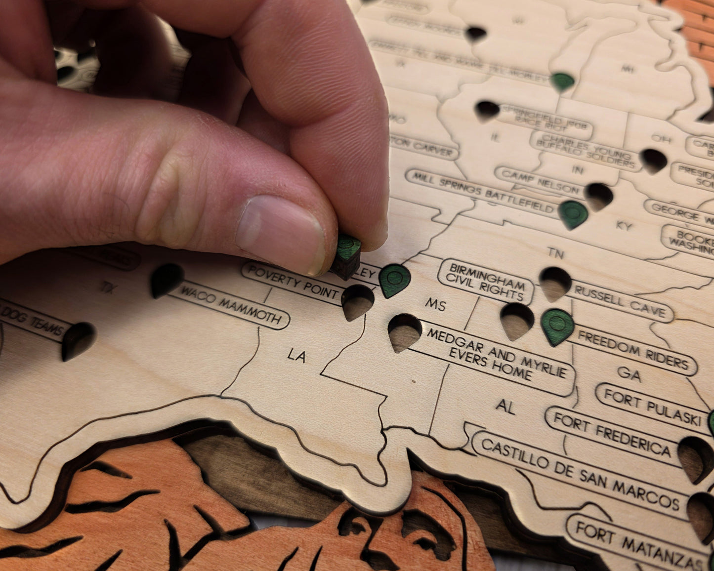 National Monuments Wood Map – Handcrafted USA Travel Tracker | Personalized Wall Art