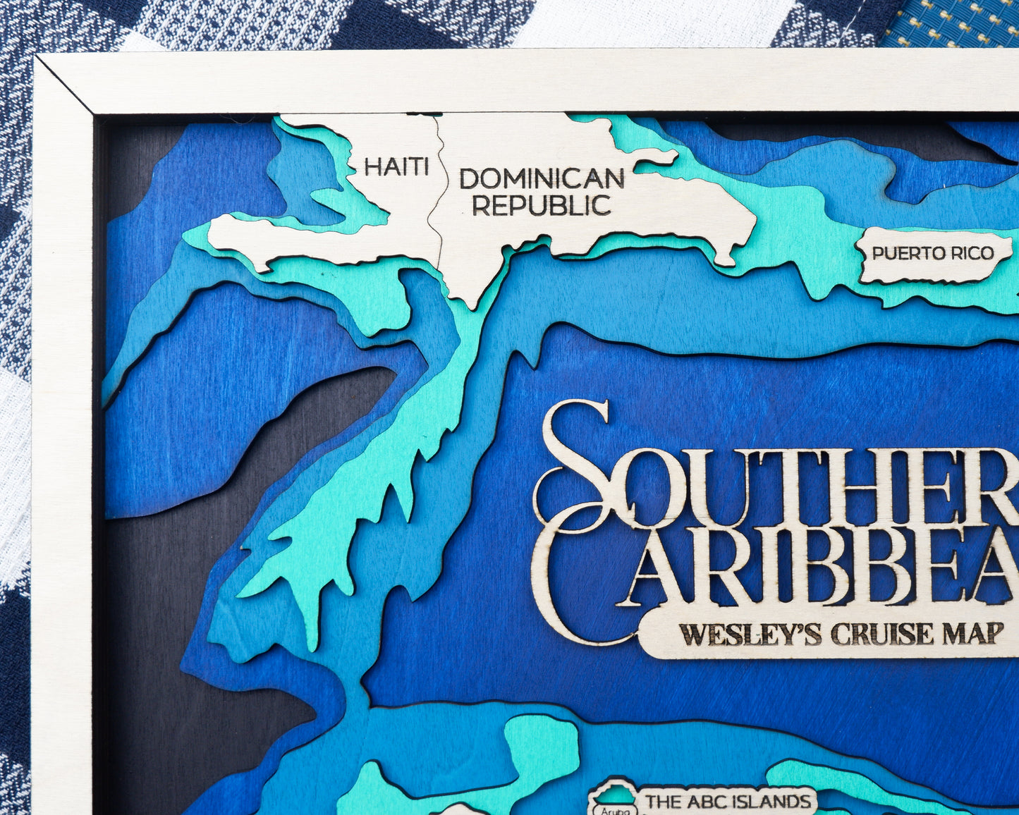 Personalized Southern Caribbean Cruise Map – Layered Wood Wall Art
