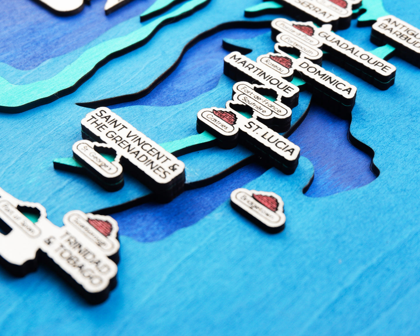 Personalized Southern Caribbean Cruise Map – Layered Wood Wall Art