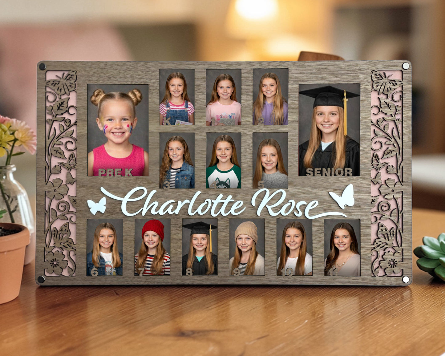 Personalized School Years Photo Board | Laser-Cut Wooden Picture Frame
