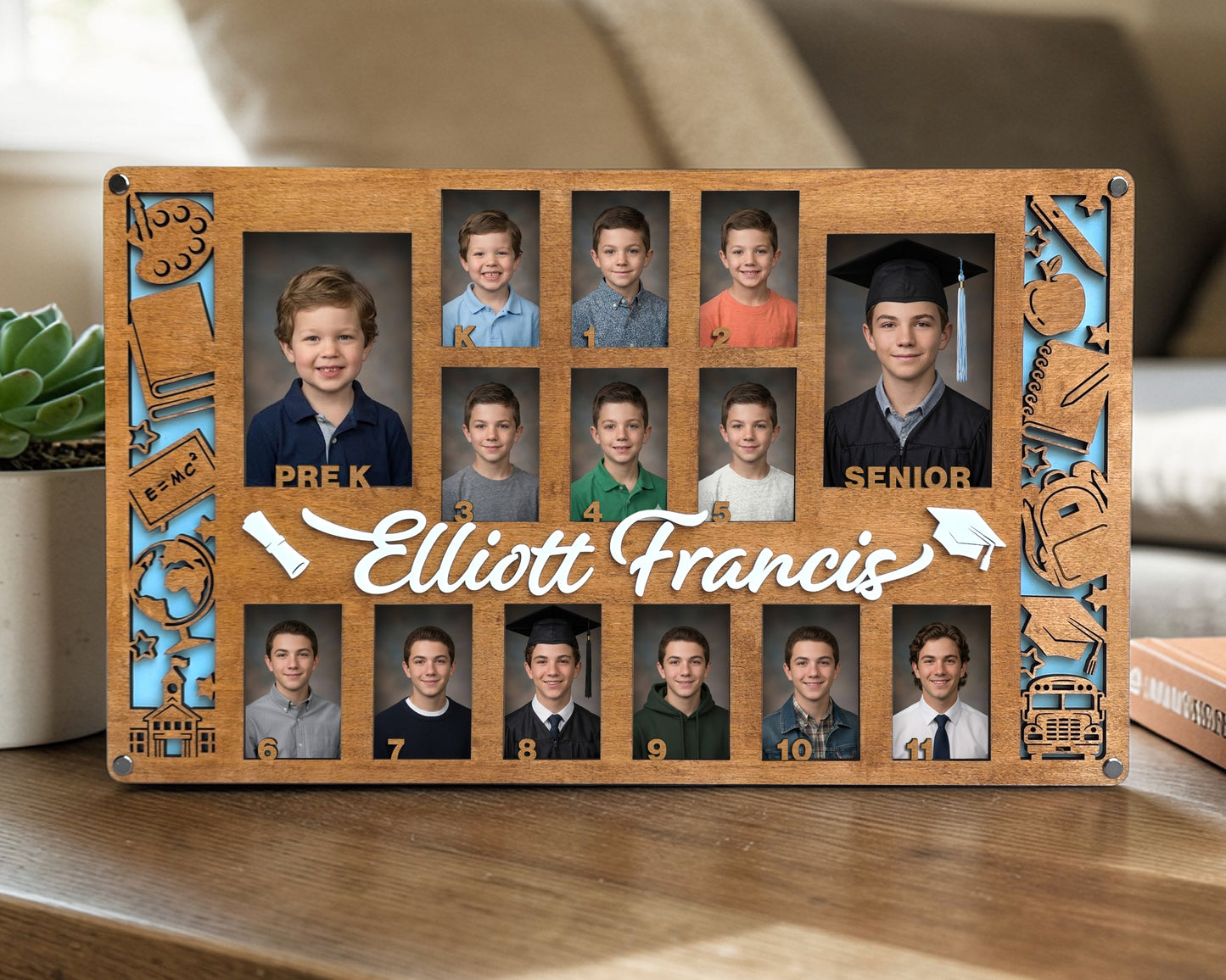 Personalized School Years Photo Board | Laser-Cut Wooden Picture Frame