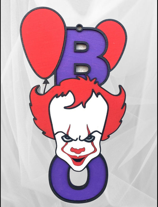 3D Laser Engraved Boo Pennywise Halloween Door Hanger, Glow In The Dark Home Decor, Seasonal Outdoor Fall Decor, Porch Sign