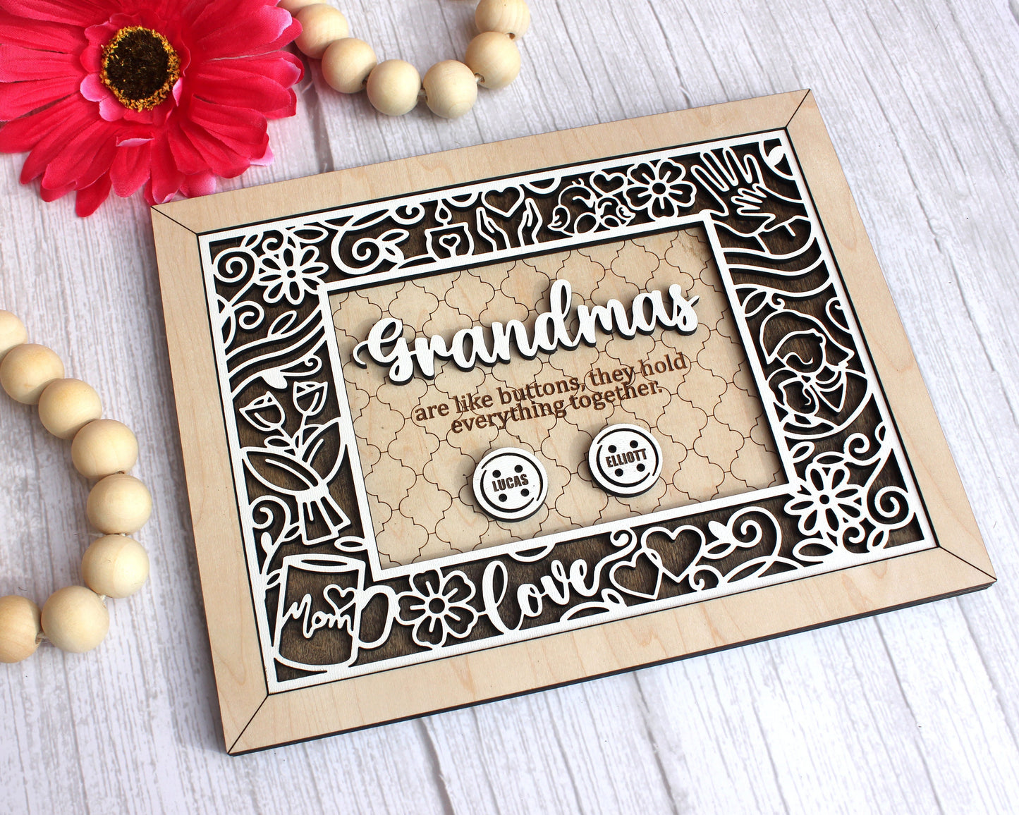 Mothers Day 3D Wall Hanging Decoration or Gift with Stand, Mum Birthday Gift, Grandparents, Gift from Kids, Personalized Mothers Day Gift