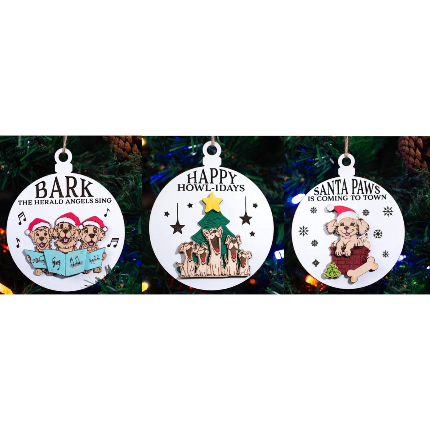 3D Funny Wooden Dog Meme Christmas Ornaments, Handmade Christmas Tree Dog Ornaments, Funny Unique Ornaments