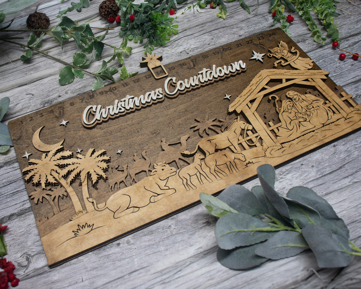 Christmas Countdown Nativity Scene with Movable Icon, Advent Calendar For Kids and Adults, Christian Advent Calendar, Family Calendar