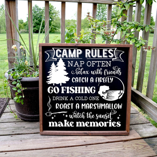 Camp Rules Funny Camping Signs, Lake House Sign, Camper Sign, Camping Decor, Cabin Sign, Custom Wood Sign, RV Hanging Sign, RV Gift