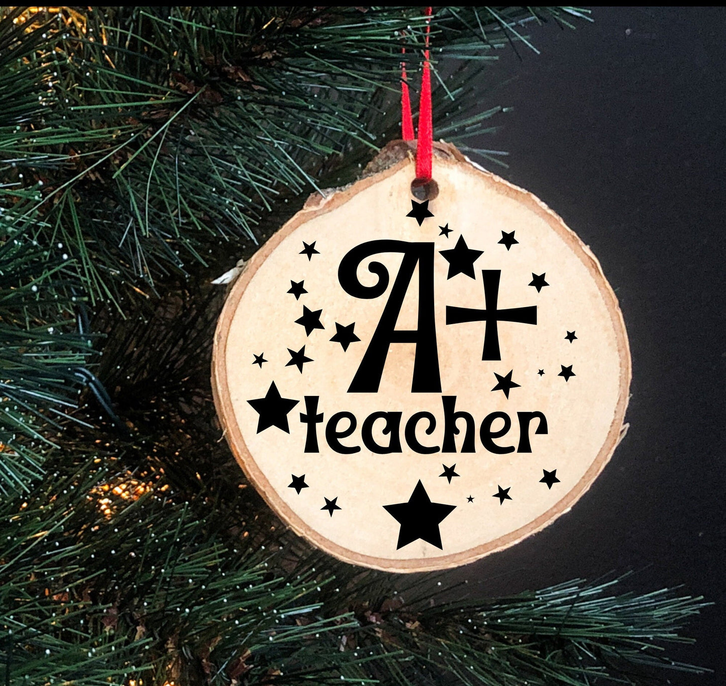 Laser Engraved Teacher Ornament, Christmas Ornament, Wood Slice Ornament, Preschool teacher, First Year Teacher