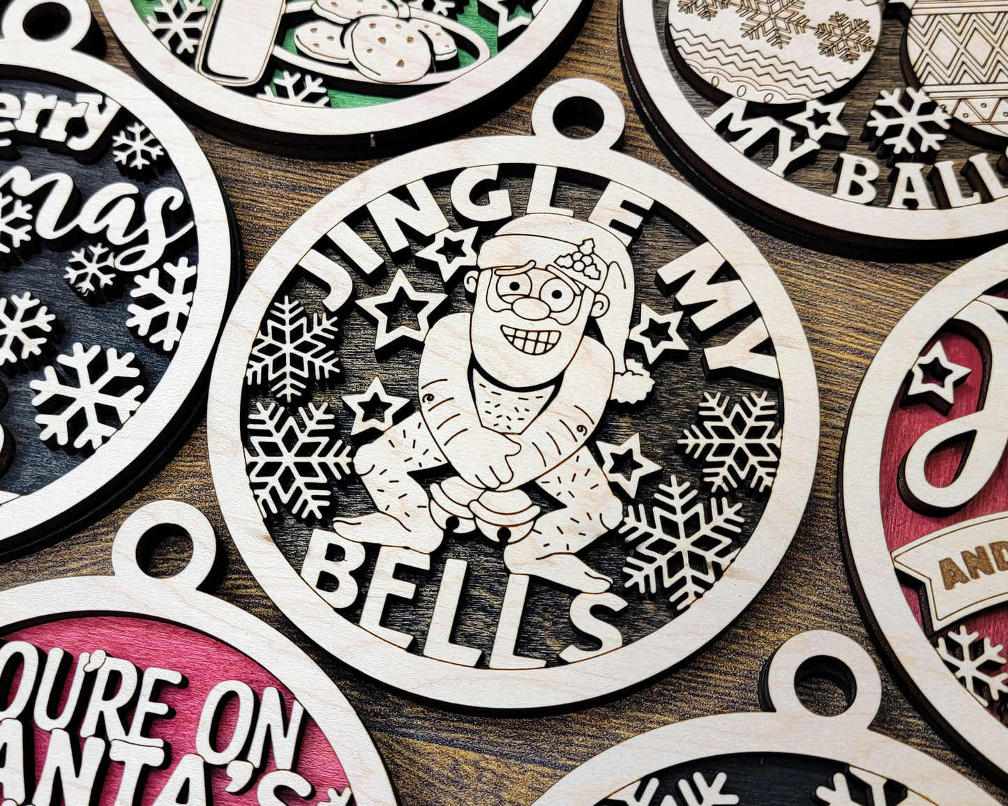 Naughty But Funny Christmas Ornaments, Handmade Laser Engraved Christmas Ornaments, Unique Wooden Christmas Ornaments