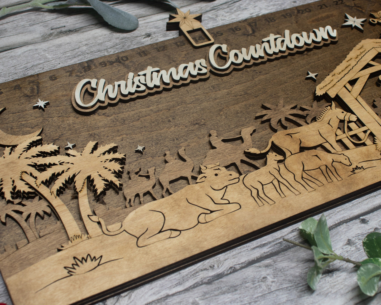 Christmas Countdown Nativity Scene with Movable Icon, Advent Calendar For Kids and Adults, Christian Advent Calendar, Family Calendar