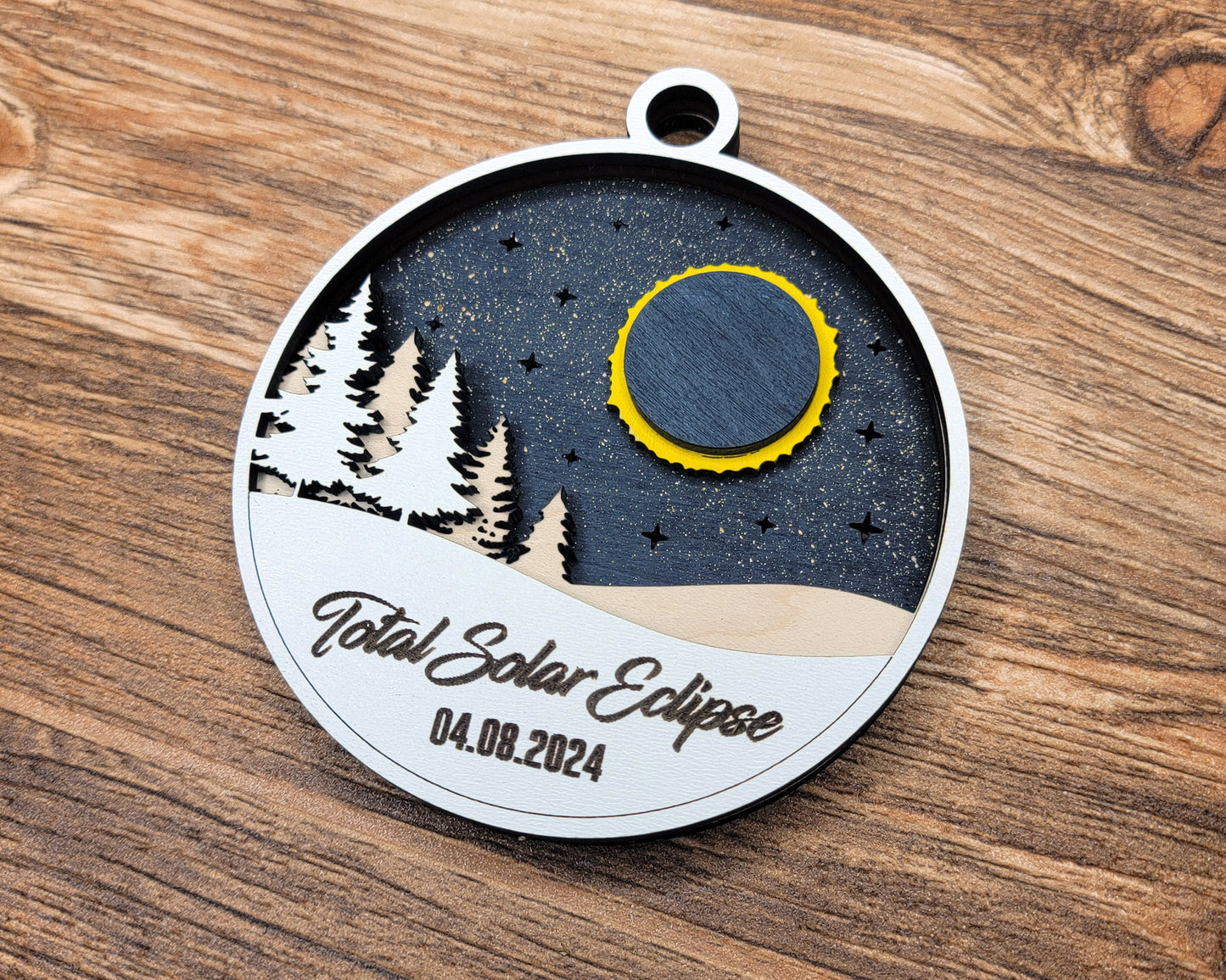 2024 Eclipse Keepsake, Path Of Totality Ornament ,3D Laser Engraved Eclipse Holiday Gift, Celestial, Solar Eclipse Souvenir Gift