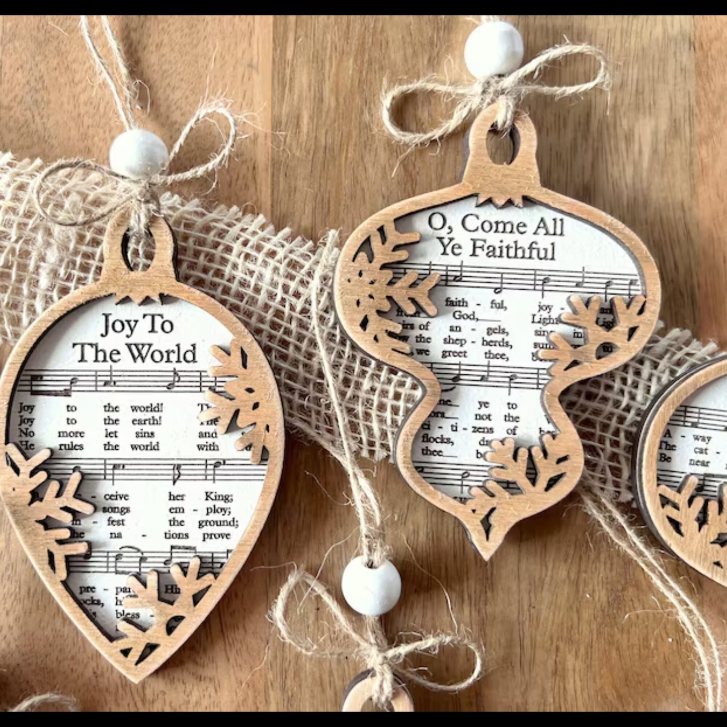 3D Engraved Handmade Music Sheet Nativity Christmas Ornaments, Wooden Christmas Ornaments, Nativity Set, Nativity Scene