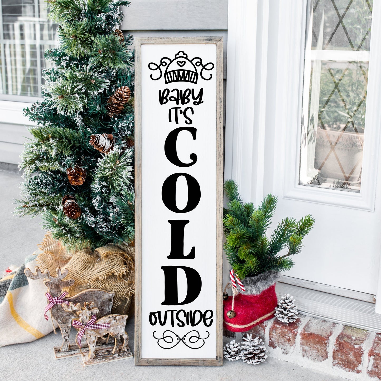 Baby It's Cold Outside Christmas Porch Sign, Porch Leaner, Christmas Decoration, Fall Porch Sign, Christmas Door Sign