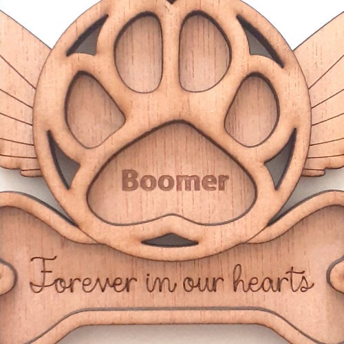 Custom Dog Ornament, Pet Memorial Ornament, Personalized Pet Ornament, Dog Bone With Wings,