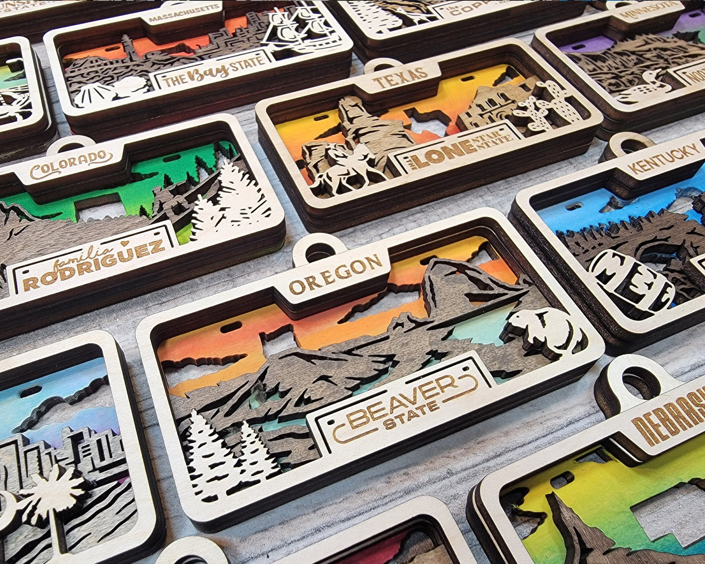 All 50 States Personalized State License Frame Christmas Ornaments, Personalized Family Ornament, Custom Christmas Tree Ornament