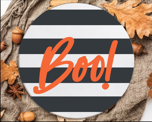 Front Door Decor, Boo Striped Fall Door Sign, Fall Door Hanger, Halloween Fall Wreath for front door, Halloween Outdoor Decor
