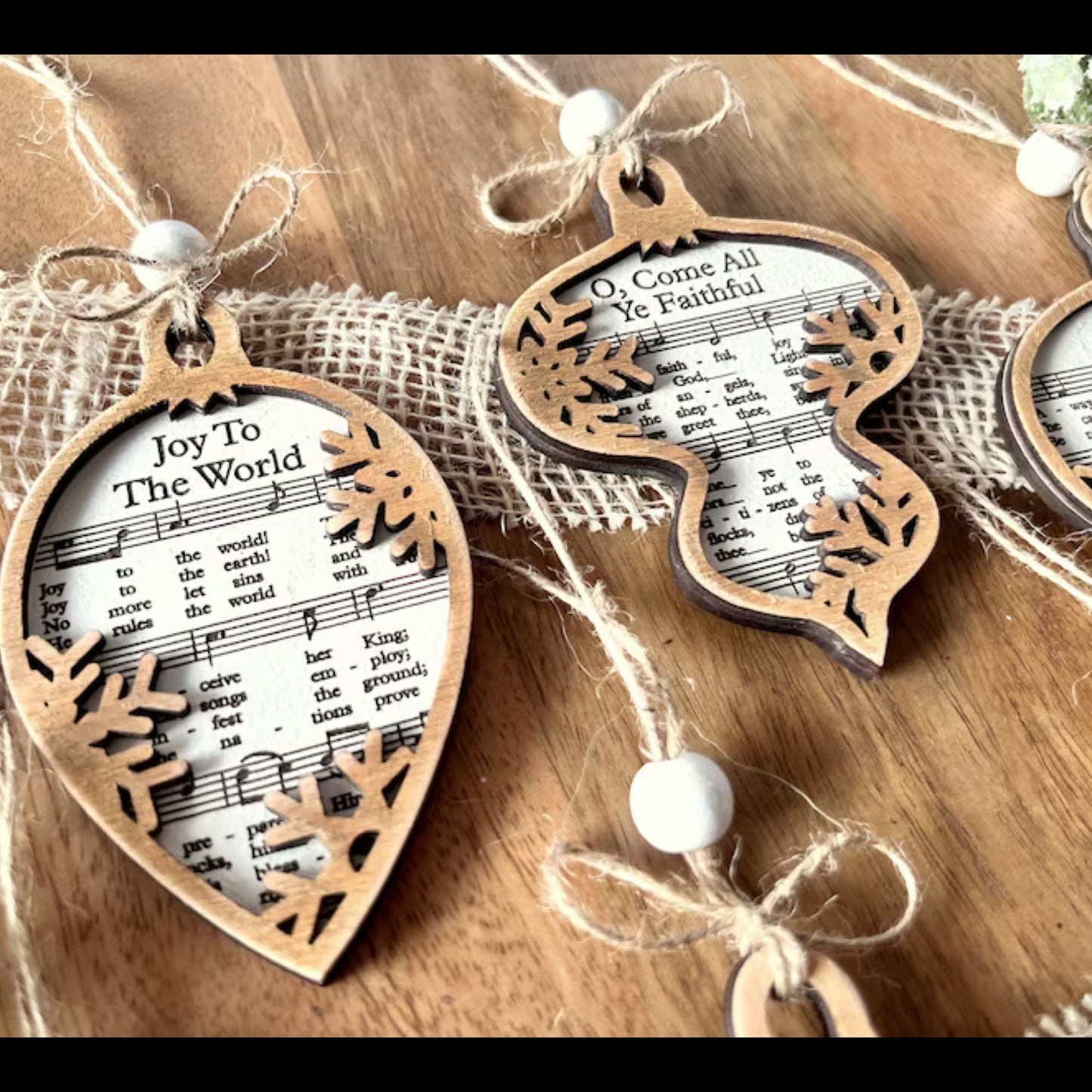 3D Engraved Handmade Music Sheet Nativity Christmas Ornaments, Wooden Christmas Ornaments, Nativity Set, Nativity Scene