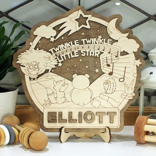 3D Engraved Nursery Name Sign, Custom Baby Name Sign, Nursery Name Sign Boy or Girl, Baby Shower Gift,  Wooden Name Sign Nursery Decor