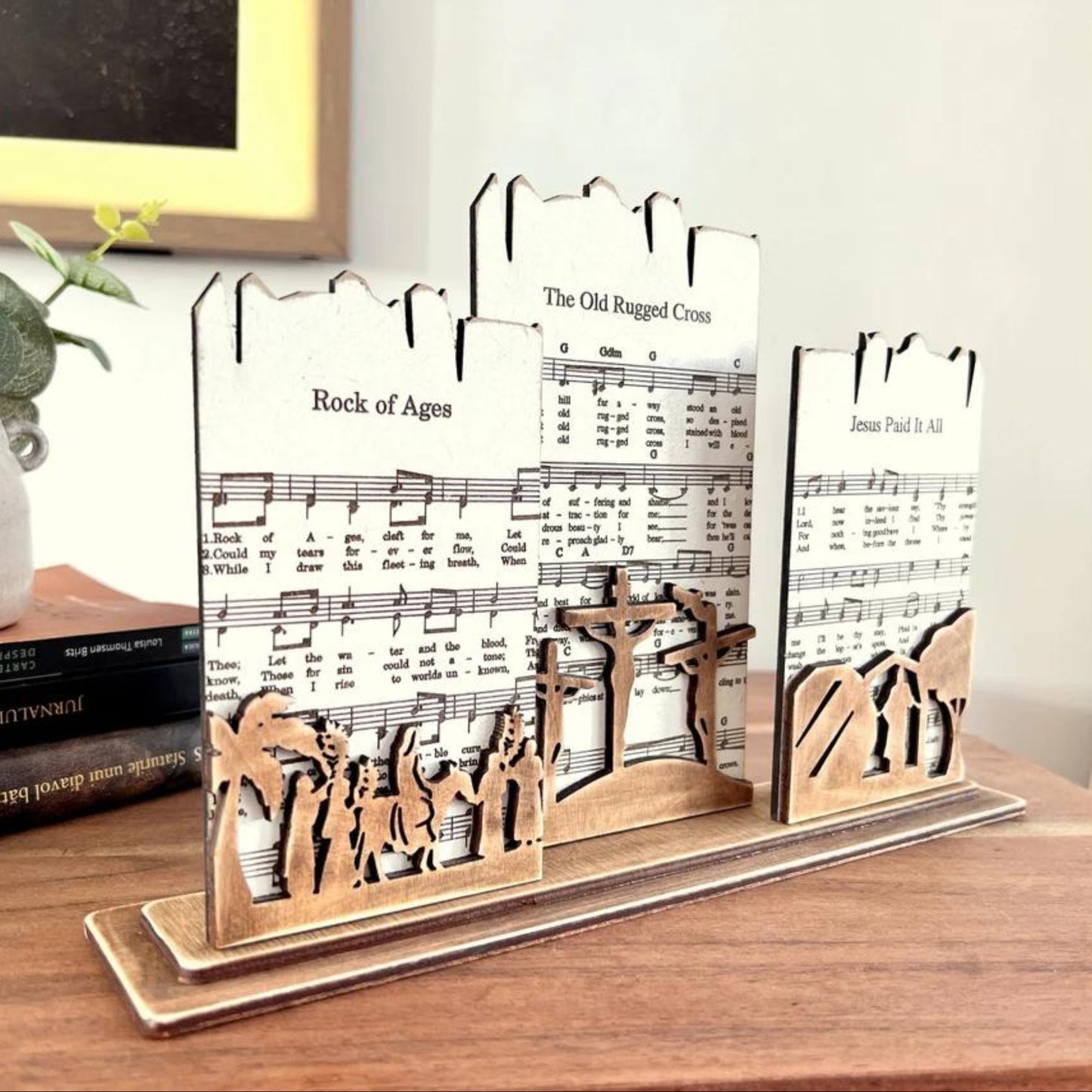 3D Engraved Easter Religious Shelf Sitter, Christian Catholic Gifts, Handmade Housing Warming Gift, Farmhouse Unique Home Decor