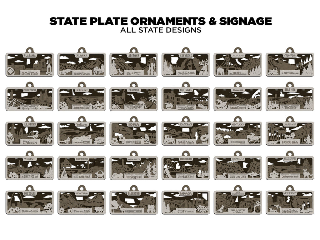 All 50 States Personalized State License Frame Christmas Ornaments, Personalized Family Ornament, Custom Christmas Tree Ornament