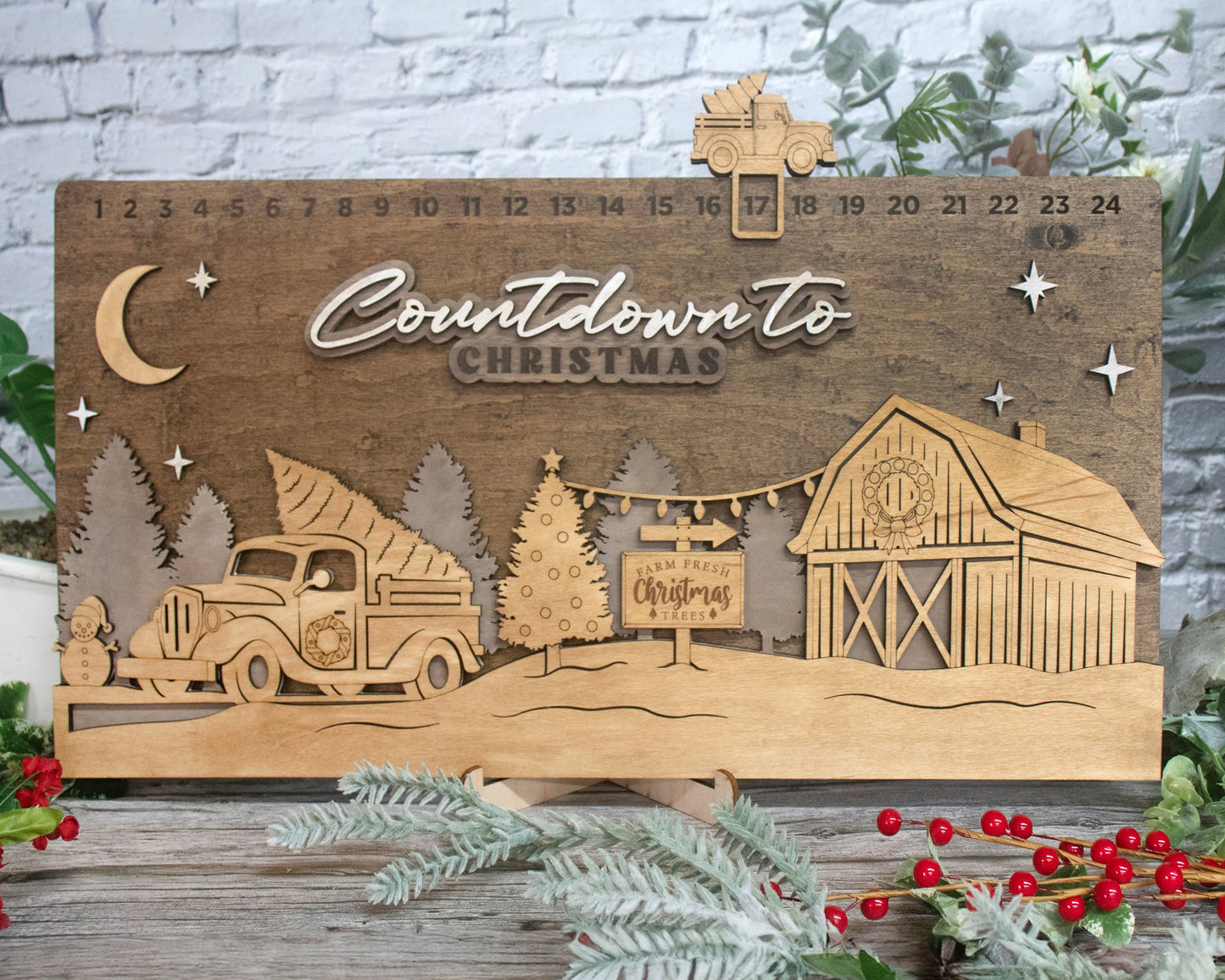 Countdown To Christmas Christmas Tree Farm Advent Calendar For Kids and Adult, Handmade Farmhouse Christmas Decor, Handmade Holiday Decor