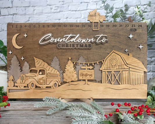 Countdown To Christmas Christmas Tree Farm Advent Calendar For Kids and Adult, Handmade Farmhouse Christmas Decor, Handmade Holiday Decor
