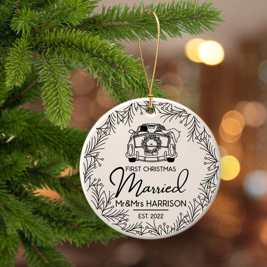 Our First Christmas Married Ornament Personalized Ornament Custom Ornament Wedding Keepsake Gift for Couple Mr & Mrs Gift Family Ornament