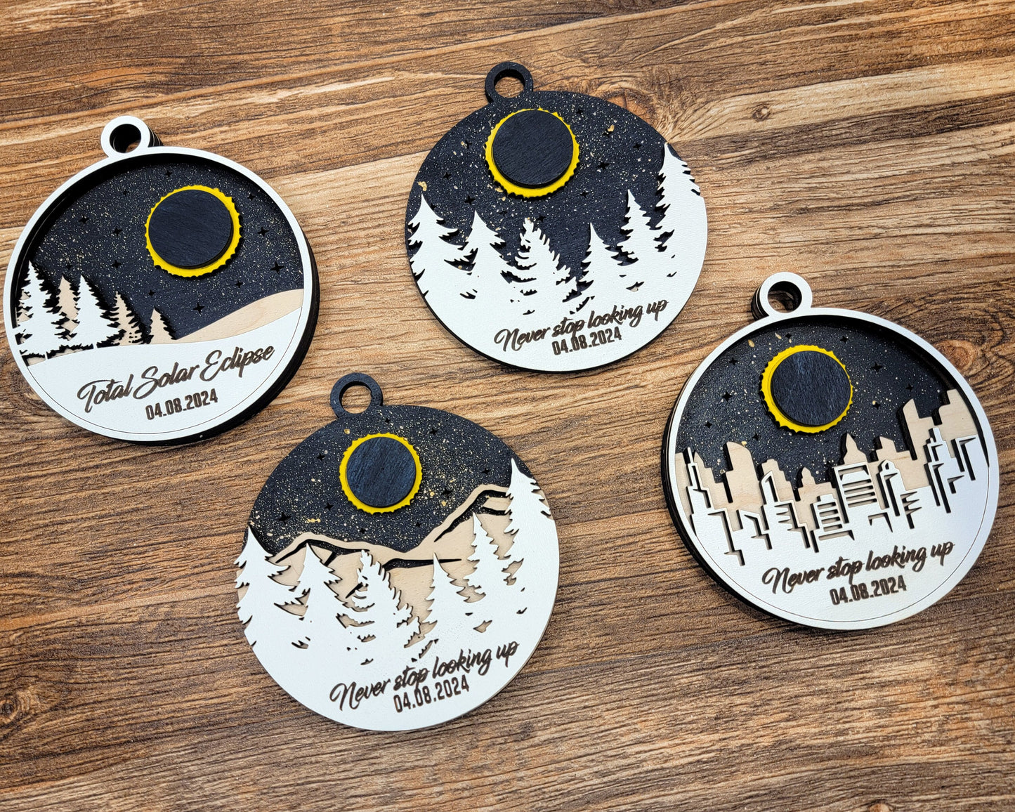 2024 Eclipse Keepsake, Path Of Totality Ornament ,3D Laser Engraved Eclipse Holiday Gift, Celestial, Solar Eclipse Souvenir Gift
