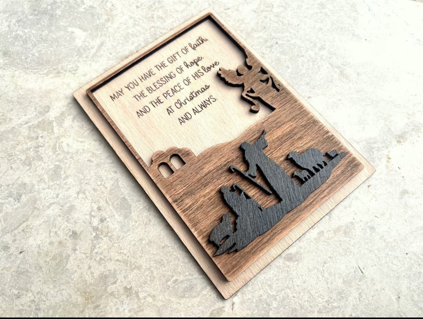 3D Laser Cut Nativity Wooden Unique Christmas Cards, Handmade Family Christmas Holiday Cards, Christmas Greeting Cards,